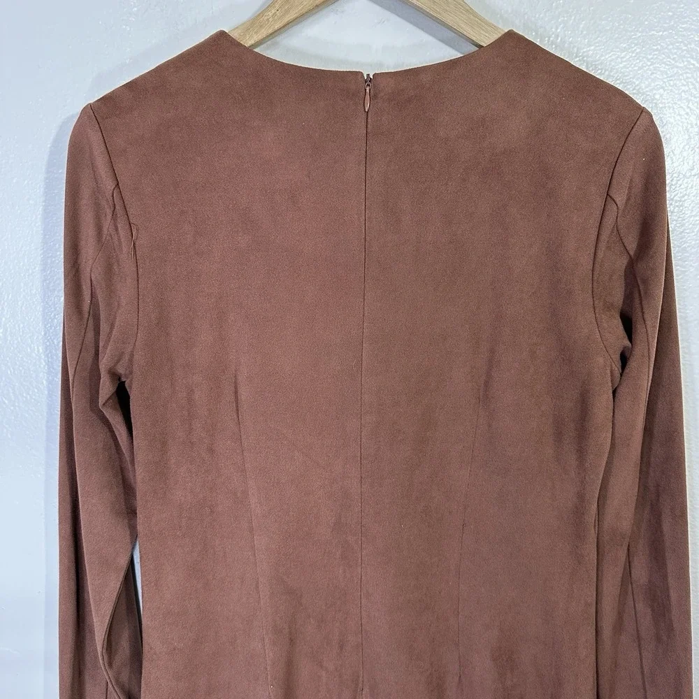 NWT Nicole Miller Women's 8 Faux Suede Long Sleeve Twist Front‎ Dress